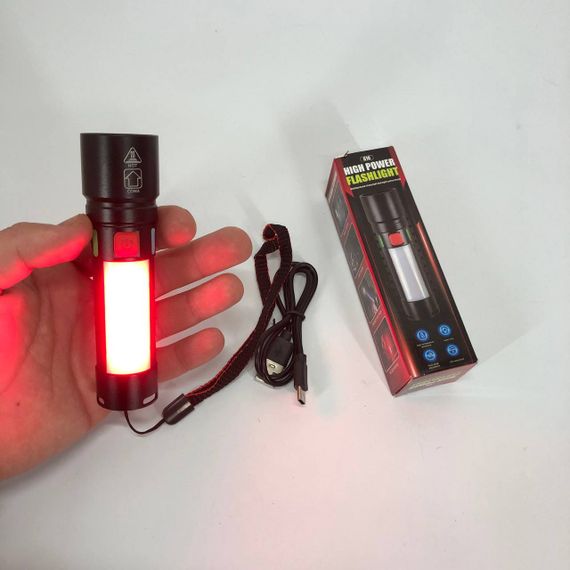 Дуже яскравий ліхтар 611-TG+COB(white+red), Кишеньковий тактичний ліхтар Пилозахищений WM-85