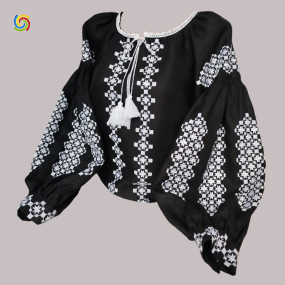 Рубашка Украинская вышиванка  32769 цвет чёрный размер L/XL