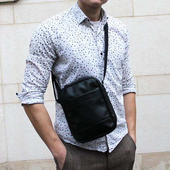 Месенджер класичний з еко шкіри гладкої, Сумка через плече кежуал чоловіча Ділова сумка месенджер | Зображення 8