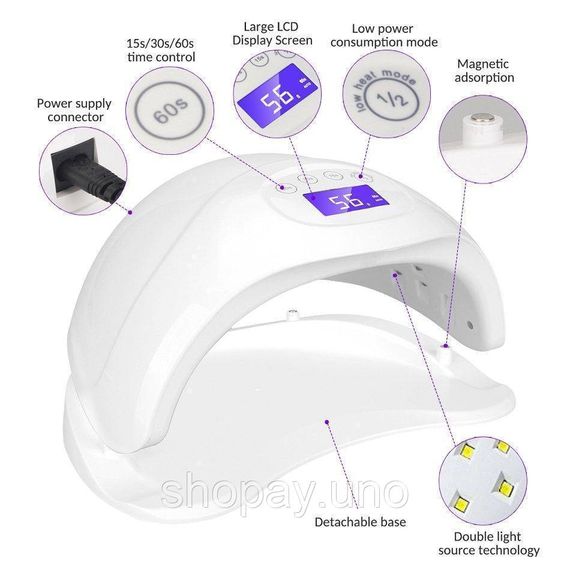 LED Лампа для маникюра SUN 5 48W+LCD для полимеризации сушки геля и гель-лаков | Зображення 3