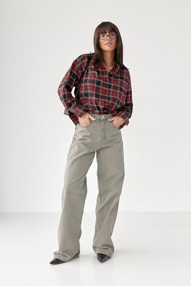 Сорочка в клітинку з подовженою спинкою - червоний цвет, S (є розміри) | Зображення 2