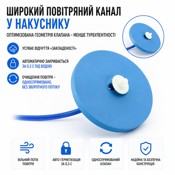 Система для подводного плавания и сноркелинга 2 м - Трубка-респиратор с поплавком (пищевой силикон) Синяя | Зображення 4
