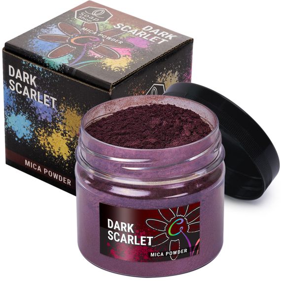 Слюдяний пігментний порошок DARK SCARLET (Бордо) для смоли мила макіяжу манікюру SOAP SHOP банка 57 грам