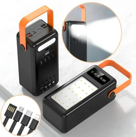 Портативна батарея зовнішня повербанк Power Bank 120000 mAh із сонячною панеллю та ліхтариком YM-639CX | Зображення 5