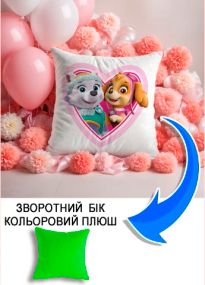 Подушка плюшева Мерч Крафт Дизайн з принтом Еверест Скай paw patrol 9 салатовий плюш квадратна 33х33 см
