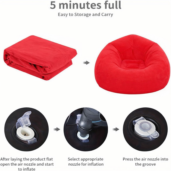 Надувное кресло-пуф Inflatable Sofa / Надувное кресло-мешок 110×110×85 см Красный | Зображення 2