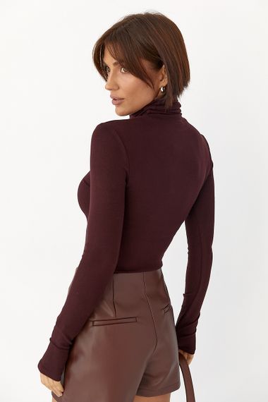 Однотонний гольф із високою горловиною - баклажан цвет, L (є розміри) | Зображення 1