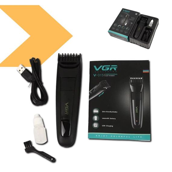 Машинка для стрижки волосся VGR V-015 Professional Black акумуляторна, 1000 мАг, 5 Вт (40949-V-015_301) | Зображення 1