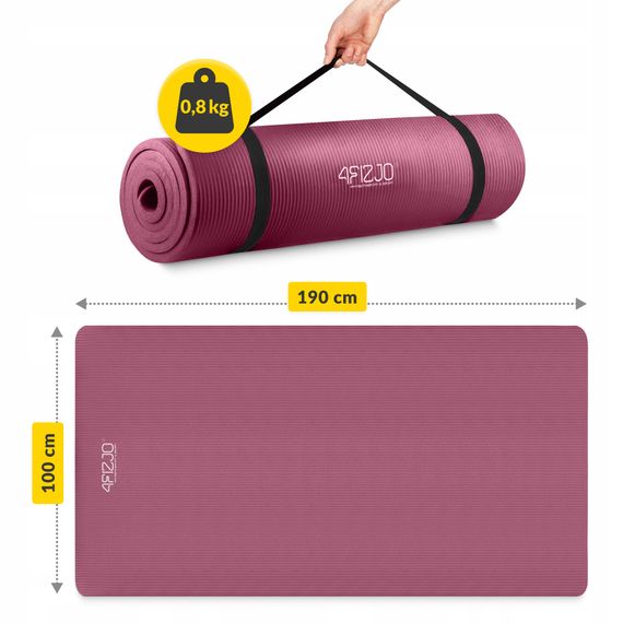 Килимок (мат) спортивний 4FIZJO NBR 190 x 100 x 1.5 см для йоги та фітнесу Burgundy (P-5905973407144) | Зображення 6