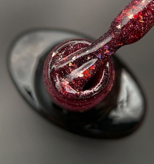 Светоотражающая база Crooz Crystal Base №10 (малиново-бордовая с блеском) 8мл | Зображення 1