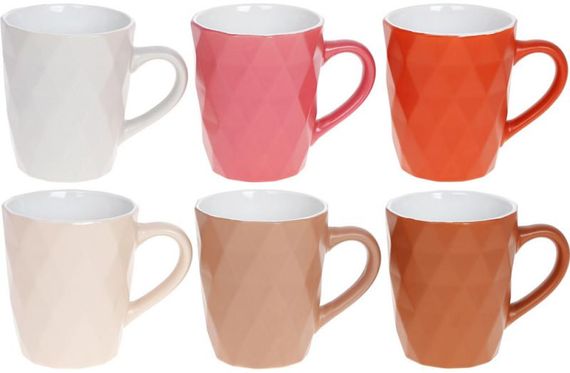 Керамические кружки Delicate ornament в наборе 6 штук 340мл оттенки коричневого