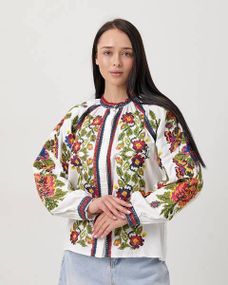 Женская вышиванка с цветочной вышивкой, белая блуза вышитая цветами