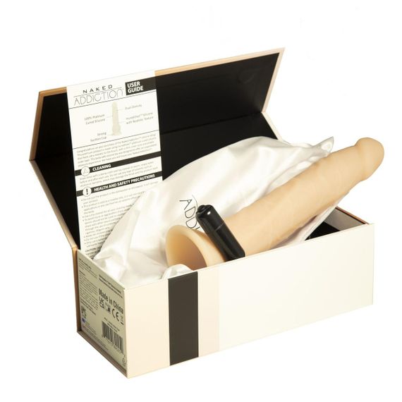 Фалоімітатор Naked Addiction — 9″ Silicone Dual Density Bendable Dildo Vanilla, віброкуля в подаруно Sex Aura | Зображення 6