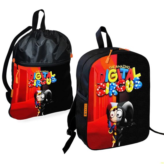 Школьный рюкзак детский Цифровой Цирк + Сумка для обуви спортивной формы рюкзак-мешок мальчику (01880)
