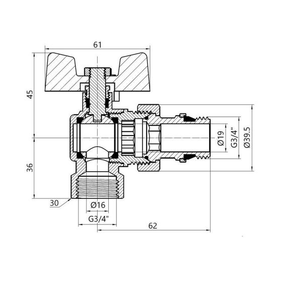 Кран Американка Thermo Alliance Standart з антипротічкою кутовий 3/4 PN40 конус SD901NW20PN40 | Зображення 1