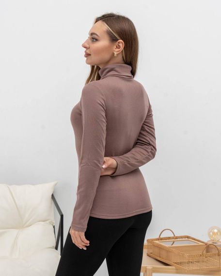 Женская теплая водолазка-гольф полушерсть на термо флисе цвет капучино размер 50 DM09.09 | Зображення 3