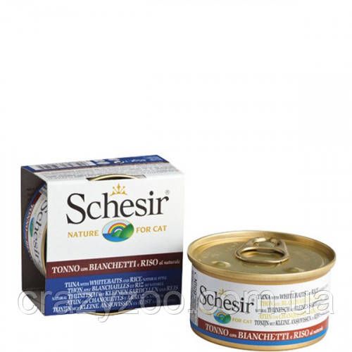 Консерва для взрослых котов Schesir Cat тунец, анчоусы и рис 75 г 750525