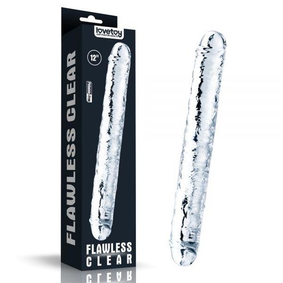 Двоконічний фалоімітатор 12" Flawless Clear Double Dildo, Clear Sex Aura | Зображення 1