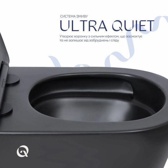Унітаз підвісний Qtap Scorpio Ultra Quiet безобідковий з сидінням Soft-close MATT BLACK QT14332380AMB | Зображення 4