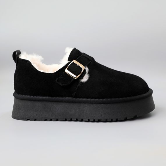 Угги жіночі замшеві хутро 590922 Чорні 38 39 40 41