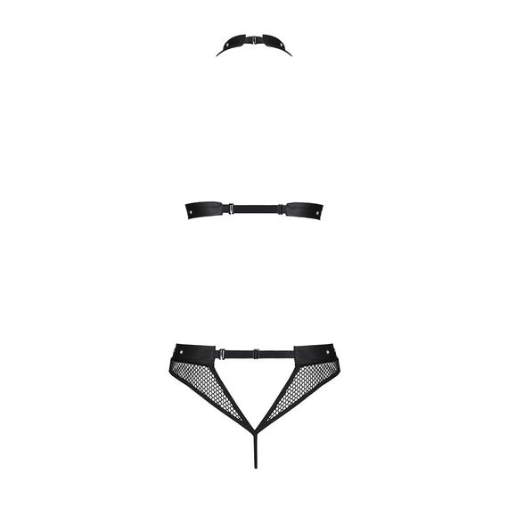 Білизна з відкритим доступом Passion MOONLIGHT SET XXL/XXXL black, топ, стрінги | Зображення 3
