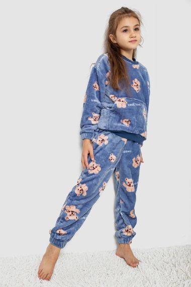 Пижама детская плюшевая унисекс, цвет джинс, 102R1538 | Зображення 2
