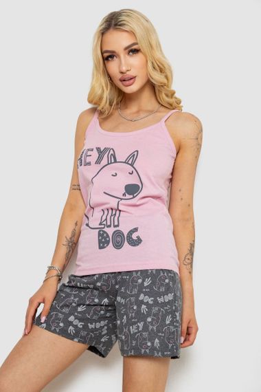 Пижама женская с принтом, цвет розовый, 243R9637 | Зображення 2