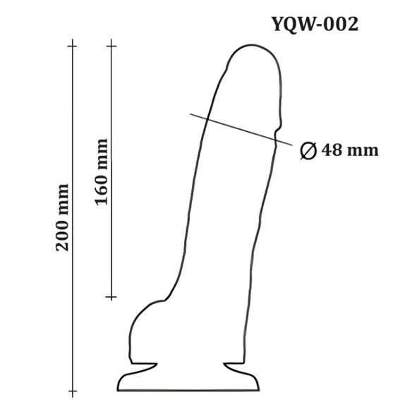 Большой фаллоимитатор с мошонкой на присоске OYO - Dildo Double Layer Silicone YQW-002 (длина 20 см, диаметр 4.8 см) Sex Aura | Зображення 4