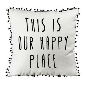 Подушка из мешковины с помпонами This is our happy place 45x45 см (45PHBP_URB003)