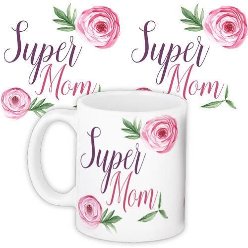 Чашка з принтом Super mom 330 мл (KR_DBL023)