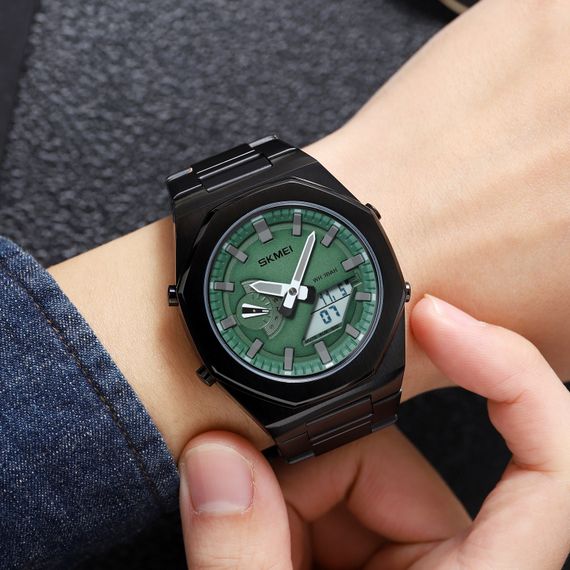 Чоловічий годинник Skmei 1816BKGNWT Black-Green-White | Зображення 2
