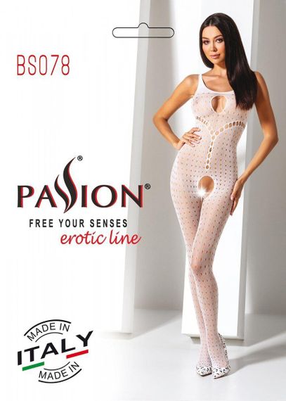 Бодістокінг з доступом до інтимних місць Passion BS078 white Sex Aura | Зображення 3