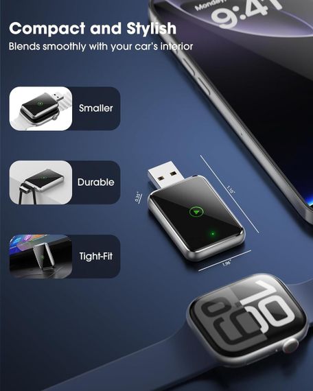 CarPlay бездротовий адаптер для iPhone, перетворення дротового карплей у бездротовий, iOS 12+, USB Type-C для айфону | Зображення 3