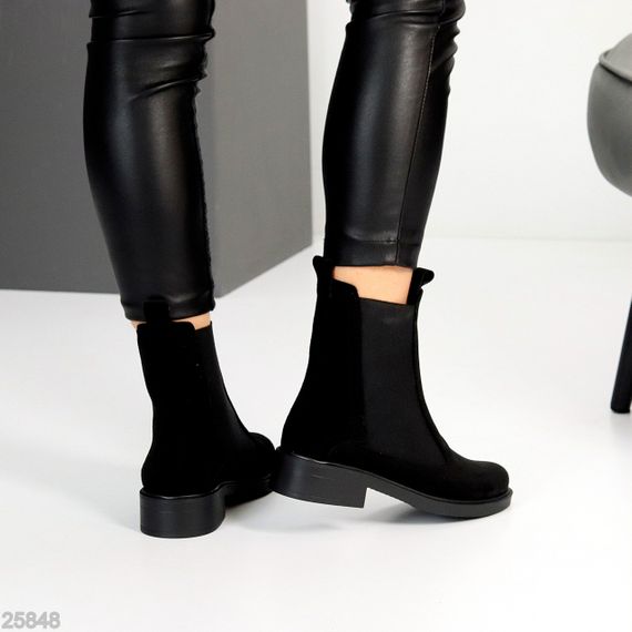 Повсякденні чорні замшеві черевики челсі низький хід зима 2026 | Зображення 9