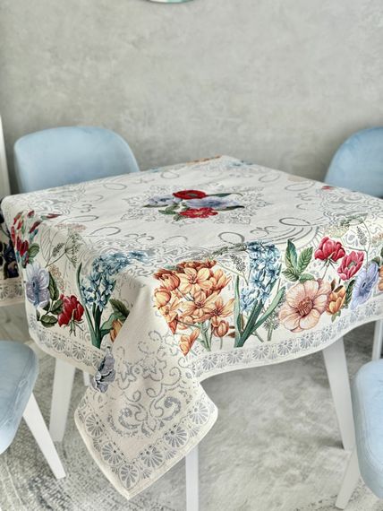 Скатертина гобеленова MANDALAS FLOWERS Limaso, 137х240, Прямокутна, Повсякденний, Без люрексу, 40% поліестер, 60% бавовна, Гобелен | Зображення 3