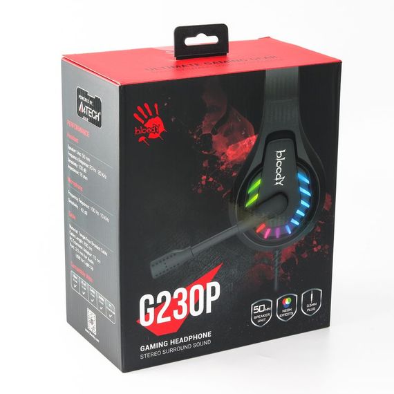 Гарнітура ігрова Bloody G230p з LED підсвічуванням, чорний колір, USB + 3.5 jack | Зображення 9