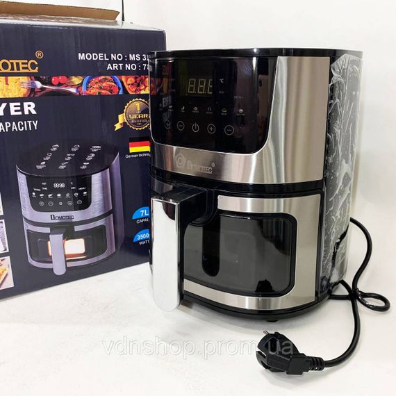 Аэрофритюрница электрическая для дома Domotec MS-3221 3500 Вт 7 л, Безмасляная фритюрница электрическая WL-21 | Зображення 3