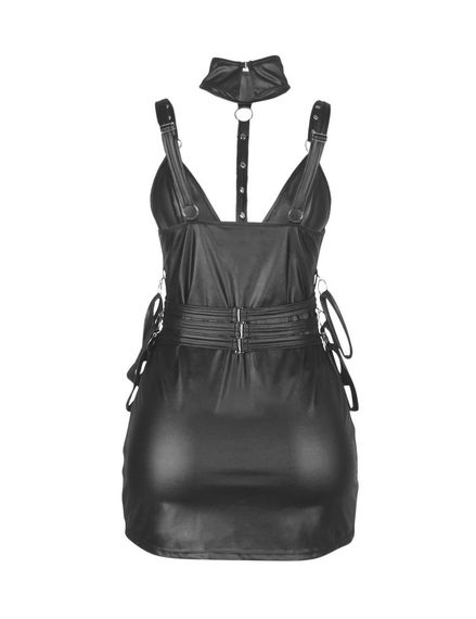 Платье из искусственной кожи и ремешками на руки и шею Star Night с трусиками, черный, М Sex Aura | Зображення 9