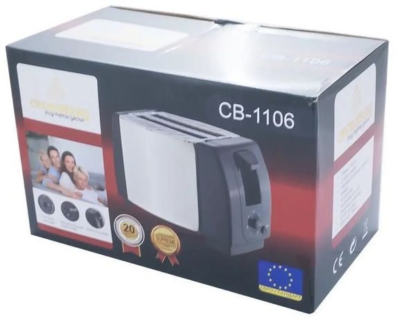 Тостер Crownberg CB-1106 750 Вт • Горизонтальный бытовой тостер на 2 тоста | Зображення 1