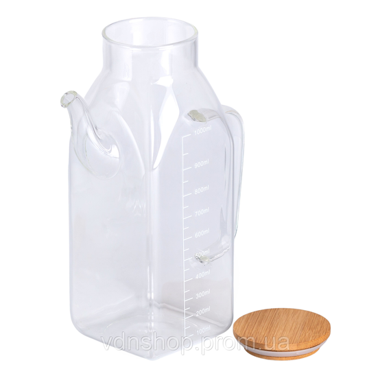 Ємність для олії та оцту з бамбуковою кришкою 1 літр HP-34-2 | Зображення 2