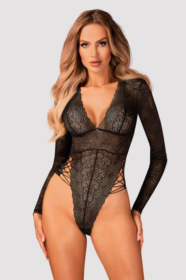 Боди с длинными рукавами Obsessive Merlys Черный M/L