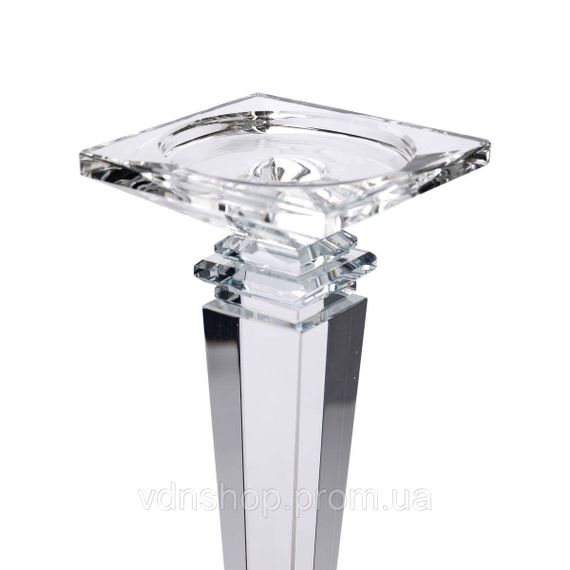 Подсвечник стеклянный на высокой ножке 9.5×9.5×22.5 см декоративный прозрачный HP-4-53M | Зображення 3