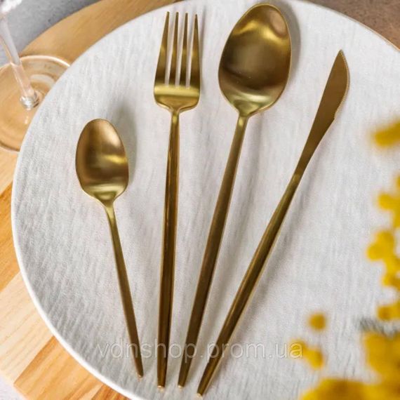 Набір столових приборів 24 предмети столовий набір на 6 персон Золотистий HP-20-17 | Зображення 1