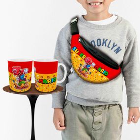 Набір: дитяча сумка-бананка+кружка Супер Маріо 32х15см, бананка для хлопчика через плече на подарунок (00974)