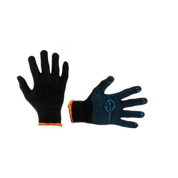 Рукавичка трикотажна 70% бавовна, 30% поліестер, 10", колір чорний, синя ПВХ цятка INTERTOOL SP-0129