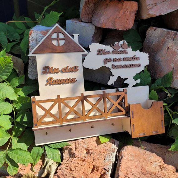 Настінна ключниця з дерева Дерев’яний органайзер для ключів Тримач для зберігання Персоналізація | Зображення 1