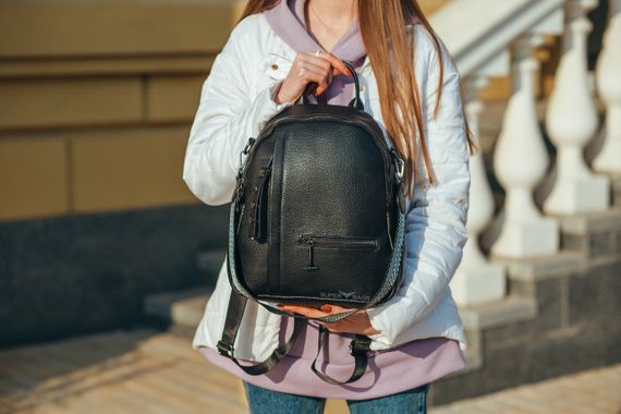Жіночий рюкзак сумка 2 в 1 міський шкіряний чорний на кожен день | Зображення 5