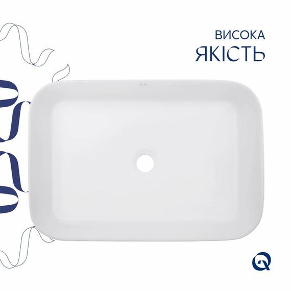 Раковина накладна Qtap Virgo N прямокутна без донного клапана WHITE QT18116308W | Зображення 3