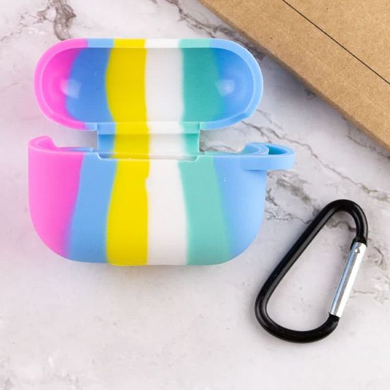 Силиконовый футляр Colorfull для наушников AirPods Pro Темно-розовый / Голубой | Зображення 2