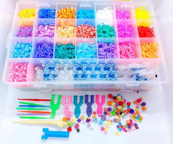 Набір гумок для плетіння браслетів 15600 шт Loom Bands, гігантський дворівневий набір резинок зі станком | Зображення 2